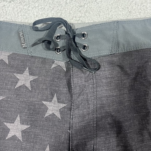 Hurley Board Shorts Mens 32 Black Patriot Flag Phantom Swim Quick Dry - Picture 4 of 8